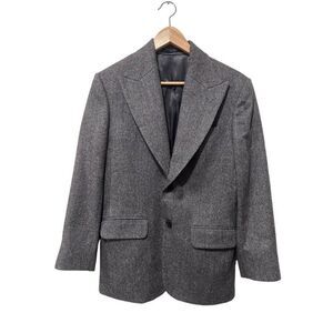 Studio Suits Handcrafted Gray Twead Wool Blend Blazer Silk Hankerchief Size 38